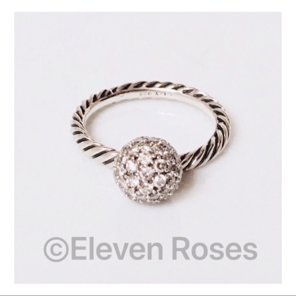 David Yurman 8mm Pave Diamond Elements Stack Ring - Picture 1 of 8